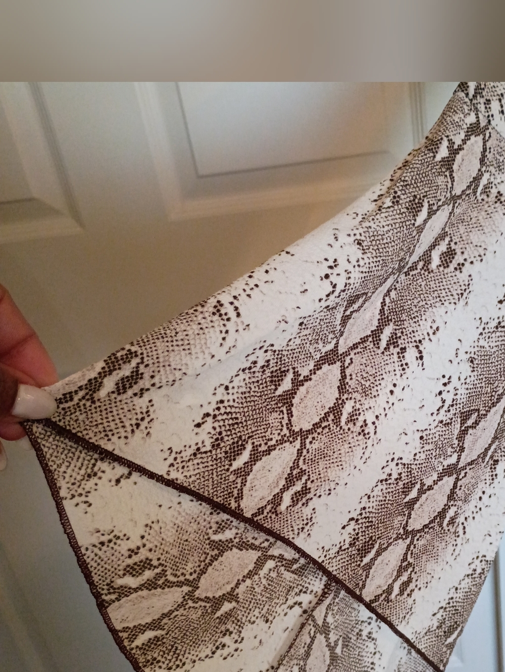 Snake Print V-Neck Women’s Swim Suit Cover up in Beige - Picture 5 of 9